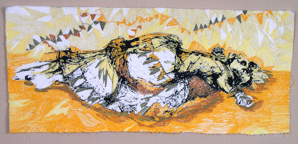 The original figurative embroidery for She Breaks Down